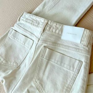 [Like New] Korean Designer FrontRow Highrise Straight Jeans Cream White